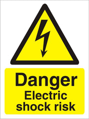SECO Warning Safety Sign Danger Electric Shock Risk Self Adhesive Vinyl 150 x 200mm - W0258SAV150X200