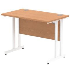 Impulse 1000 x 600mm Straight Desk Oak Top White Cantilever Leg MI002652 DD