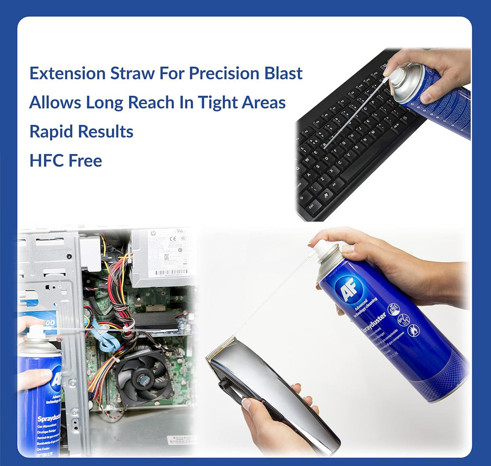 AF Professional Non Flammable Spray duster / Air Duster Compressed Gas Can Spray � For Office PC Cleaning / Keyboard Dust Cleaner / Industrial electronics / Fans etc. Non-Invertible - 342ml, SDU400D
