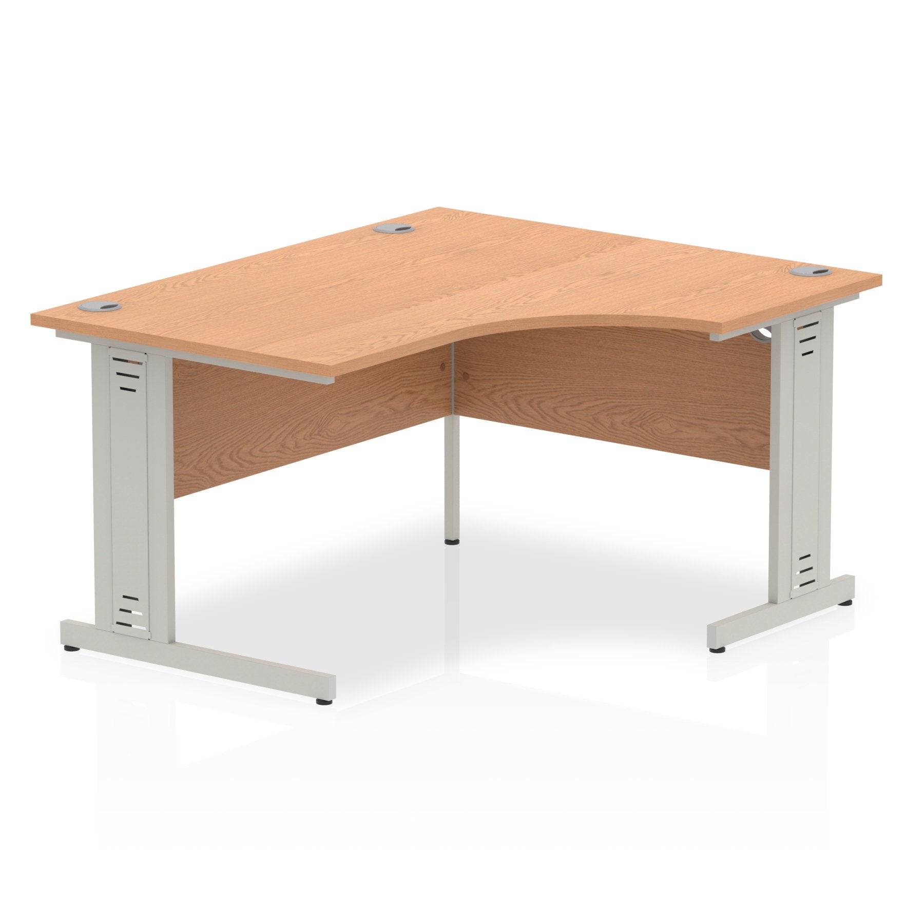 Dynamic Impulse 1400mm Right Crescent Desk Oak Top Silver Cable Managed Leg I003851 DD
