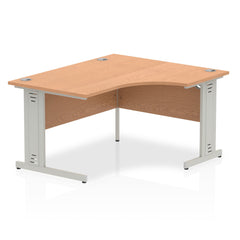 Dynamic Impulse 1400mm Right Crescent Desk Oak Top Silver Cable Managed Leg I003851 DD