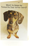 My Favourite Four Letter Word? Humour Cake Birthday Greetings Card