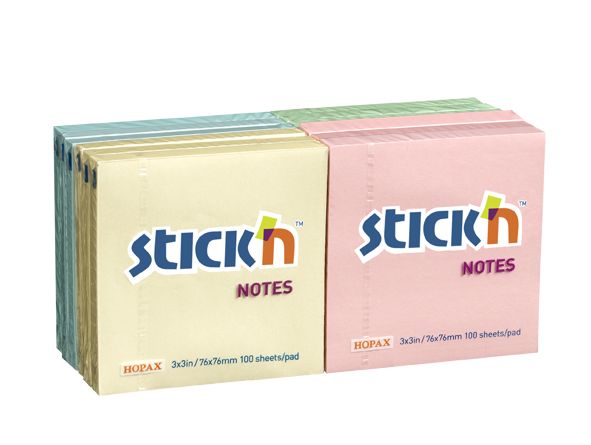 ValueX Stickn Notes 76x76mm 100 Sheets Pastel Colours (Pack 12) 21328