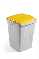Durable DURABIN Plastic Waste Recycling Bin 90 Litre Square Black with Yellow Lid - VEH2012030 DD