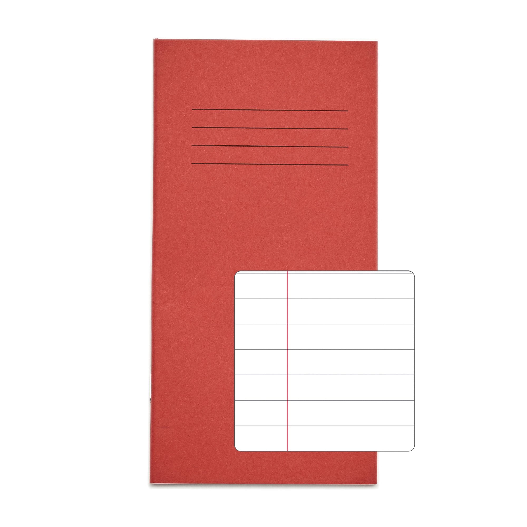 Rhino 8 x 4 Exercise Book 32 Page Ruled 12mm Feint Lines F12 Red (Pack 100) - VNB005-96-0 DD