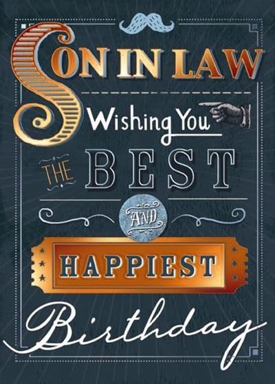 Son-in-law birthday greeting card by GBCC with embossed foil details, eco-friendly, recyclable, perfect for family birthday celebrations.