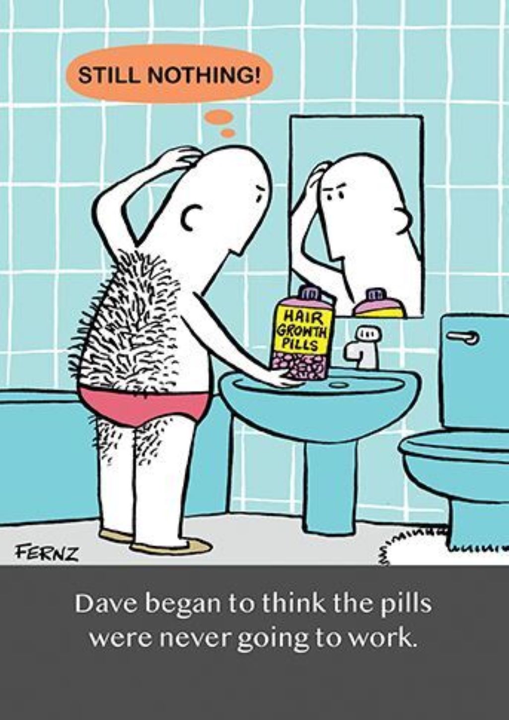 Funny GBCC hair growth birthday card for him featuring a cheeky bathroom cartoon joke, perfect for humorous adult greetings.