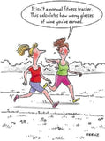 Humorous Wine Fitness Tracker birthday greeting card by GBCC featuring a playful design with wine and fitness themes.