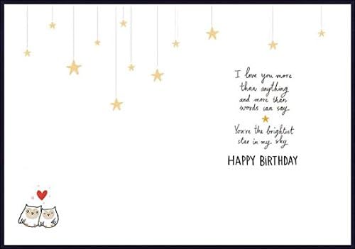 Romantic greeting card featuring owls on the moon with "Husband Birthday - the Man I Love" message, by GBCC.