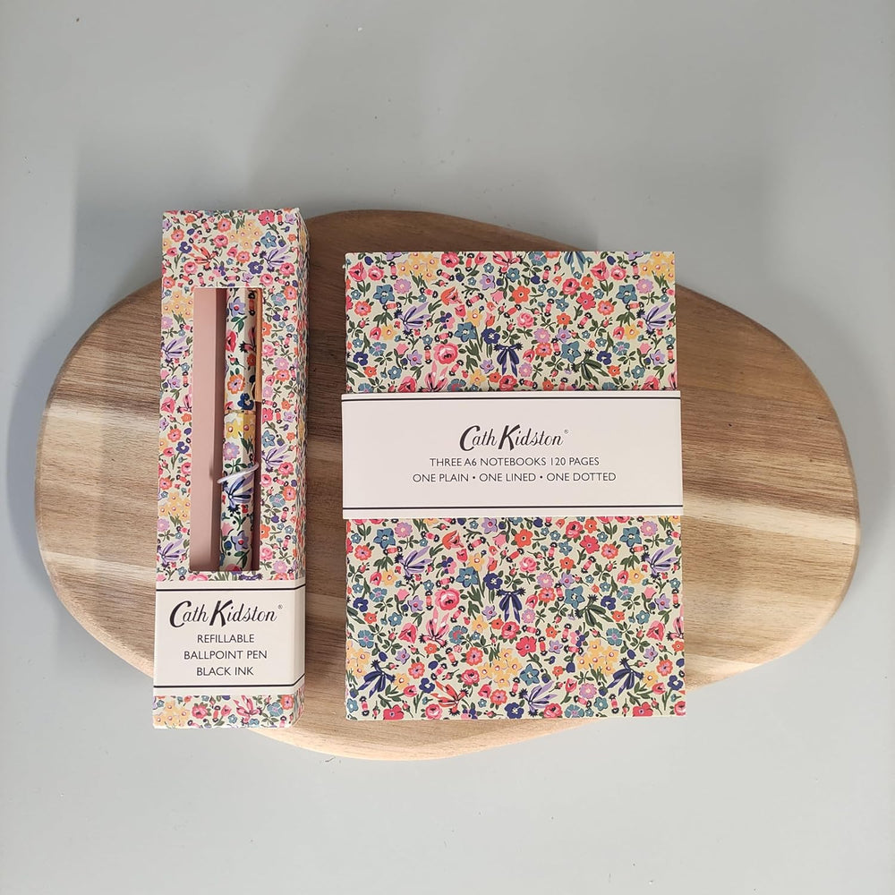 GBCC Cath Kidston 3-pack notebooks with mixed floral print, featuring colorful covers and lined pages for writing and note-taking.
