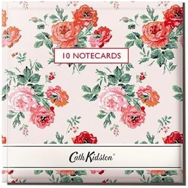 Cath Kidston set of 10 GBCC notecards with envelopes, featuring two floral designs, ideal for stationery and correspondence.