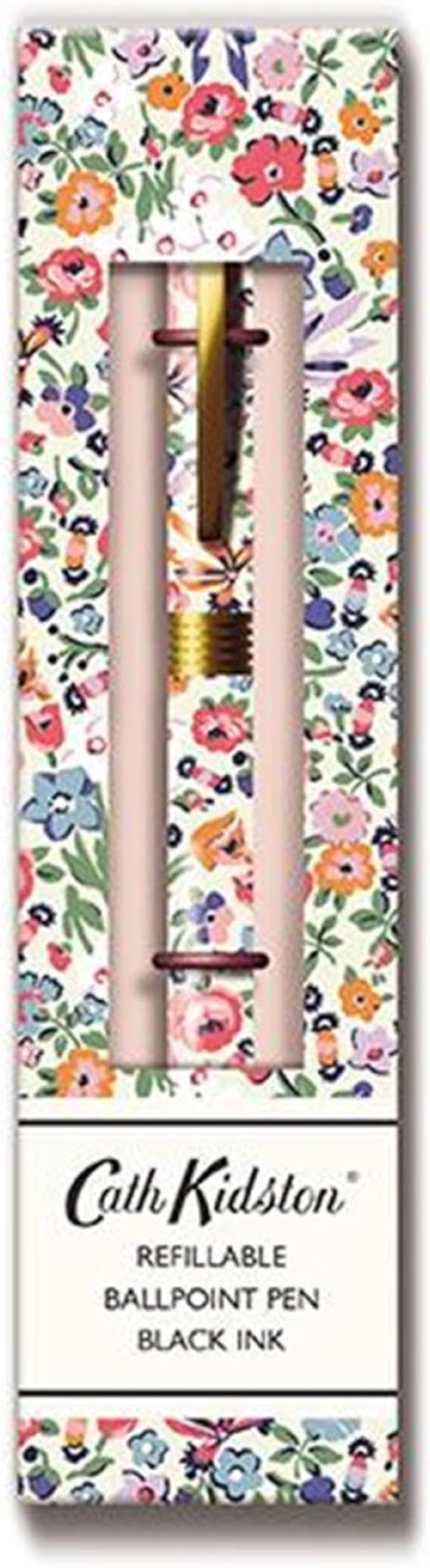 Cath Kidston boxed refillable black ink ballpoint pen by GBCC, stylish stationery writing instrument with a sleek design.