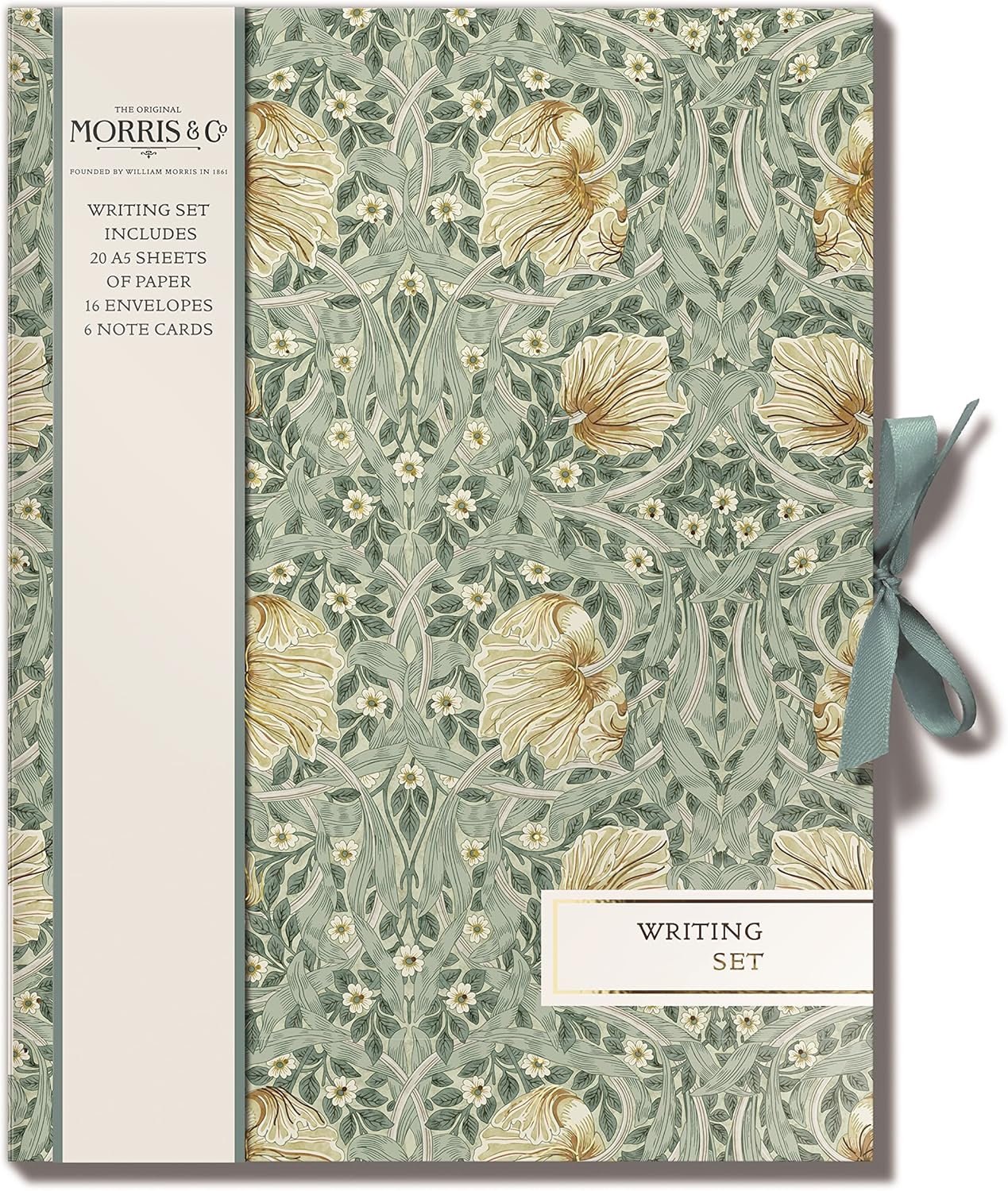William Morris-themed stationery writing set by GBCC, featuring floral designs on paper and envelopes.