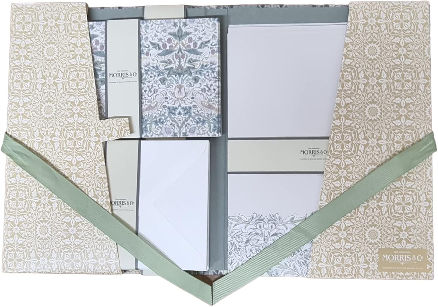 William Morris-themed stationery writing set by GBCC featuring floral designs on paper and envelopes.