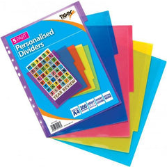Tiger Personalised 5 Part Polypropylene Dividers A4 Assorted Colours - 301548