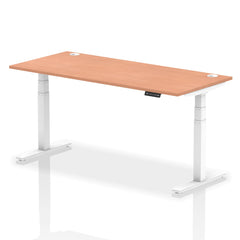 Dynamic Air 1800 x 800mm Height Adjustable Desk Beech Top Cable Ports White Leg HA01104 DD