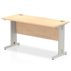 Impulse 1400 x 600mm Straight Desk Maple Top Silver Cable Managed Leg MI002503 DD