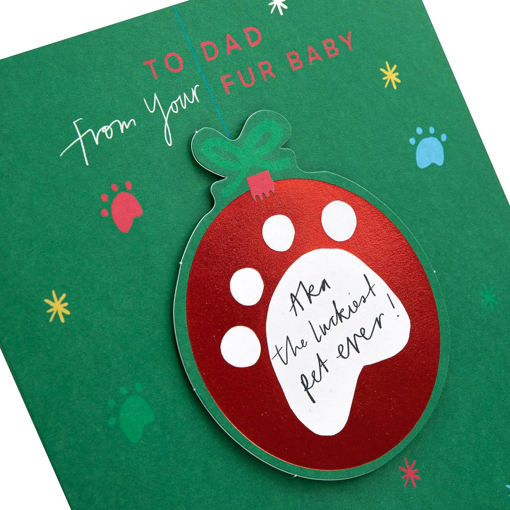 Dad Christmas Greeting Card from Pets with Festive Cute Design and Loving Wishes