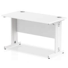 Impulse 1200 x 600mm Straight Desk White Top White Cable Managed Leg MI002281 DD