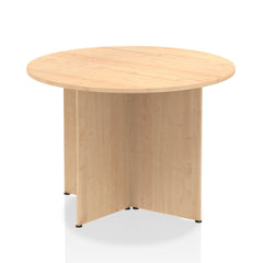 Dynamic Impulse W1000 x D1000 x H730mm Free-Standing Round Table Panel Arrowhead Leg Maple Finish - I003396 DD