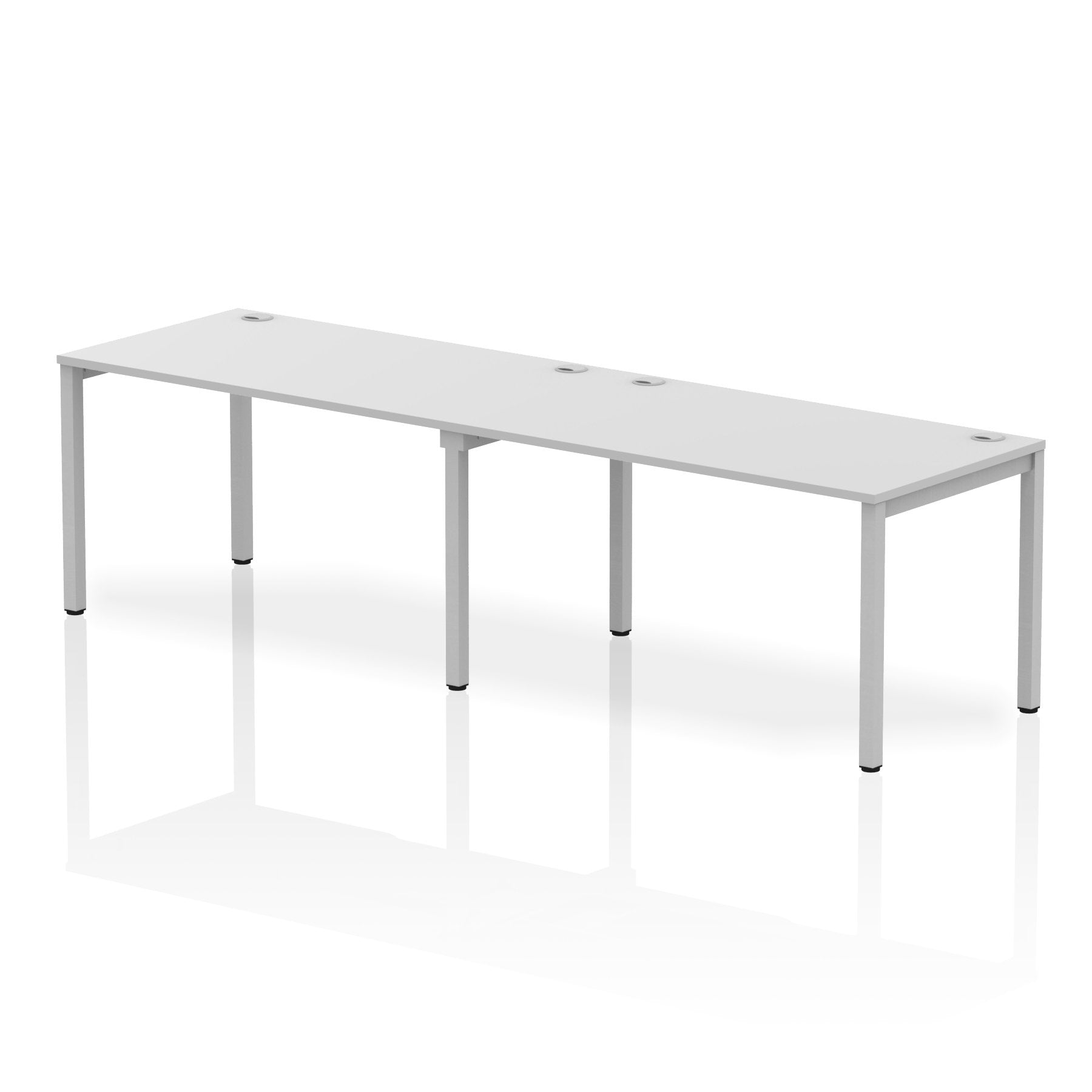Impulse Single Row 2 Person Bench Desk W1400 x D800 x H730mm White Finish Silver Frame - IB00297 DD