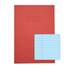 Rhino A4 Special Exercise Book 48 Page Ruled F8M Red with Tinted Blue Paper (Pack 10) - EX68184B-0 DD