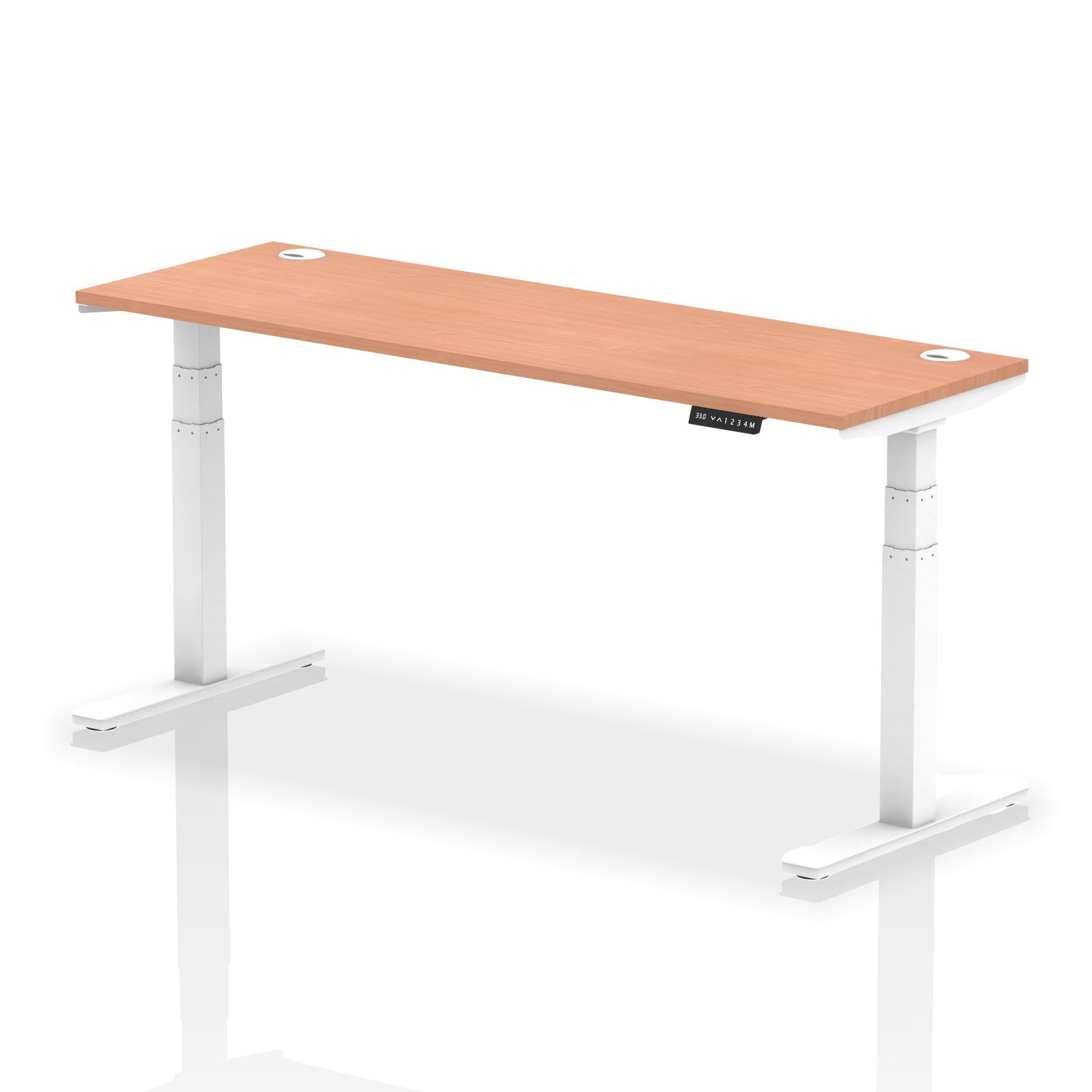 Dynamic Air 1800 x 600mm Height Adjustable Desk Beech Top Cable Ports White Leg HA01144 DD