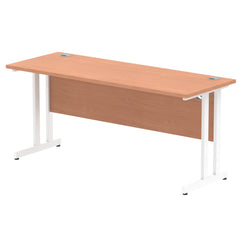 Impulse 1600 x 600mm Straight Desk Beech Top White Cantilever Leg MI001686 DD