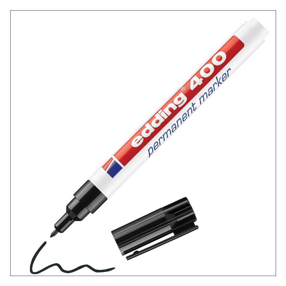 edding 400 Permanent Marker Bullet Tip 1mm Line Black (Pack 10) - 4-400001