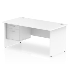 Dynamic Impulse W1600 x D800 x H730mm Straight Office Desk Panel End Leg With 1 x 2 Drawer Fixed Pedestal White Finish - MI002252 DD