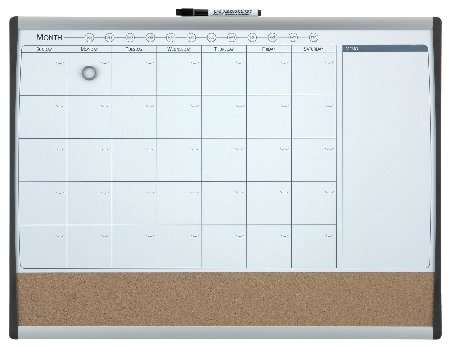 Nobo Combination Board Cork/Magnetic Whiteboard Planner Arched Frame 585x430mm 1903813 DD
