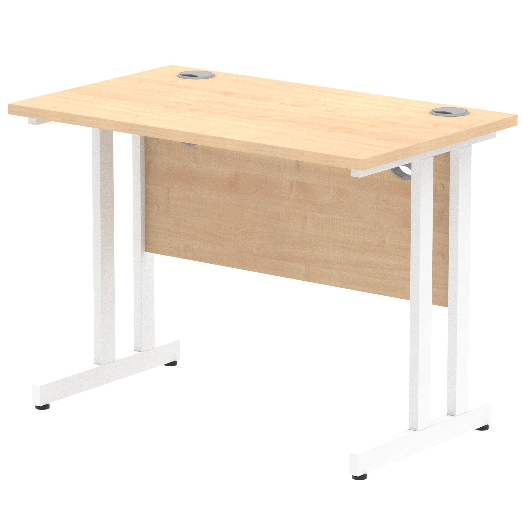 Impulse 1000 x 600mm Straight Desk Maple Top White Cantilever Leg MI002426 DD