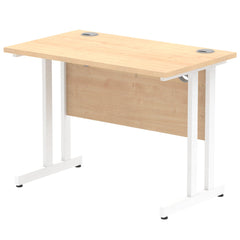 Impulse 1000 x 600mm Straight Desk Maple Top White Cantilever Leg MI002426 DD