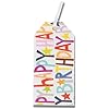 Glick luxury gift tags, set of 4 multicoloured Happy Birthday tags with festive designs for gift wrapping and decoration.