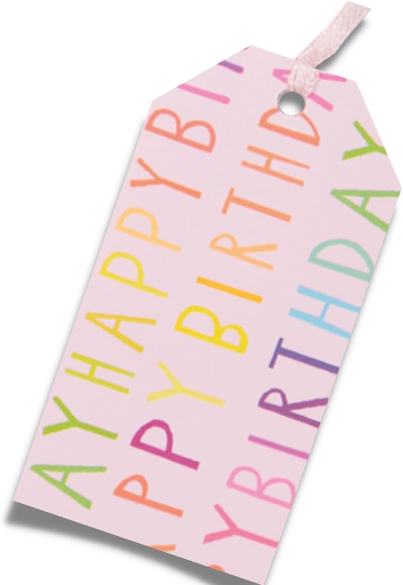 Glick pack of 4 pink Happy Birthday gift tags for gift packaging and accessories, featuring cheerful birthday designs.