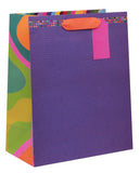Large Glick gift bag in vibrant purple with colorful hub design, ideal for gift packaging and special occasions.