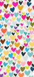 Glick hearts design tissue paper, 4 sheets of gift packaging tissue paper, 750mm x 500mm, with colorful heart patterns.
