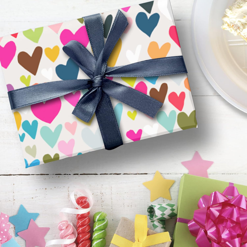 Glick gift packaging tissue paper with four sheets of heart-patterned tissue, measuring 750mm by 500mm, for wrapping gifts.