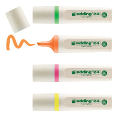 edding 24 EcoLine Highlighter Pen Chisel Tip 2-5mm Line Neon Assorted Colours (Pack 4) - 4-24-4