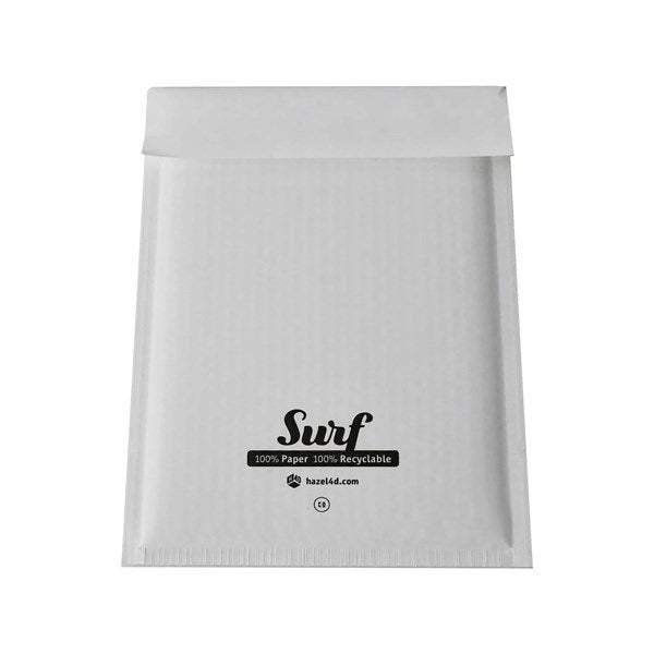 Surf All Paper Padded Mailing Envelopes Size C(0) 100% Recyclable Internal Size 150mm x 207.5mm White (Box 200) - HONEYC0