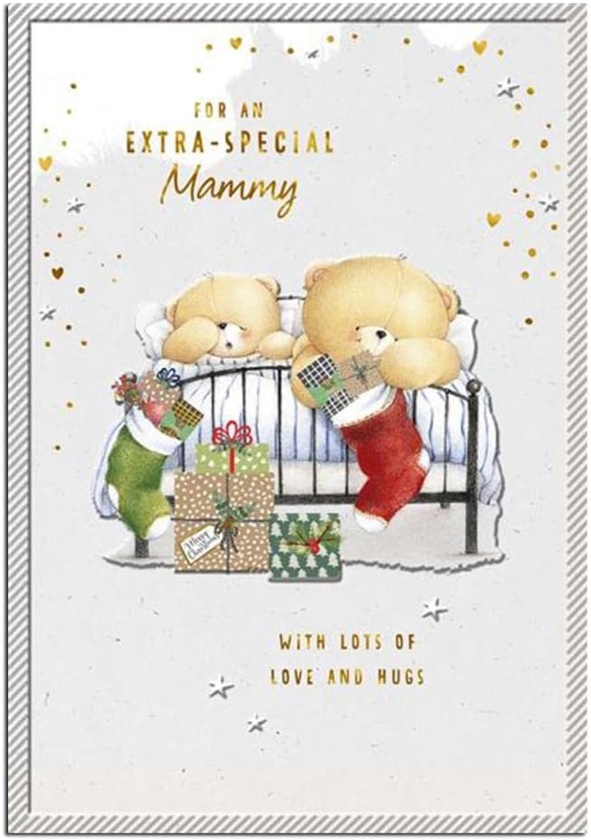 Christmas Greeting Card for Mammy with Cute Forever Friends Bear Design and Loving Wishes