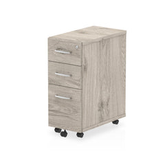 Impulse 3 Drawer Narrow Under Desk Pedestal Grey Oak I003225 DD