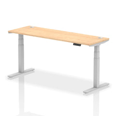 Dynamic Air 1800 x 600mm Height Adjustable Desk Maple Top Cable Ports Silver Leg HA01136 DD