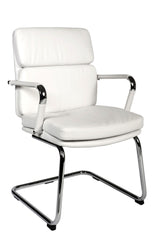 Deco Cantilever Retro Style Faux Leather Reception/Boardroom/Visitors Chair White - 1101WH DD