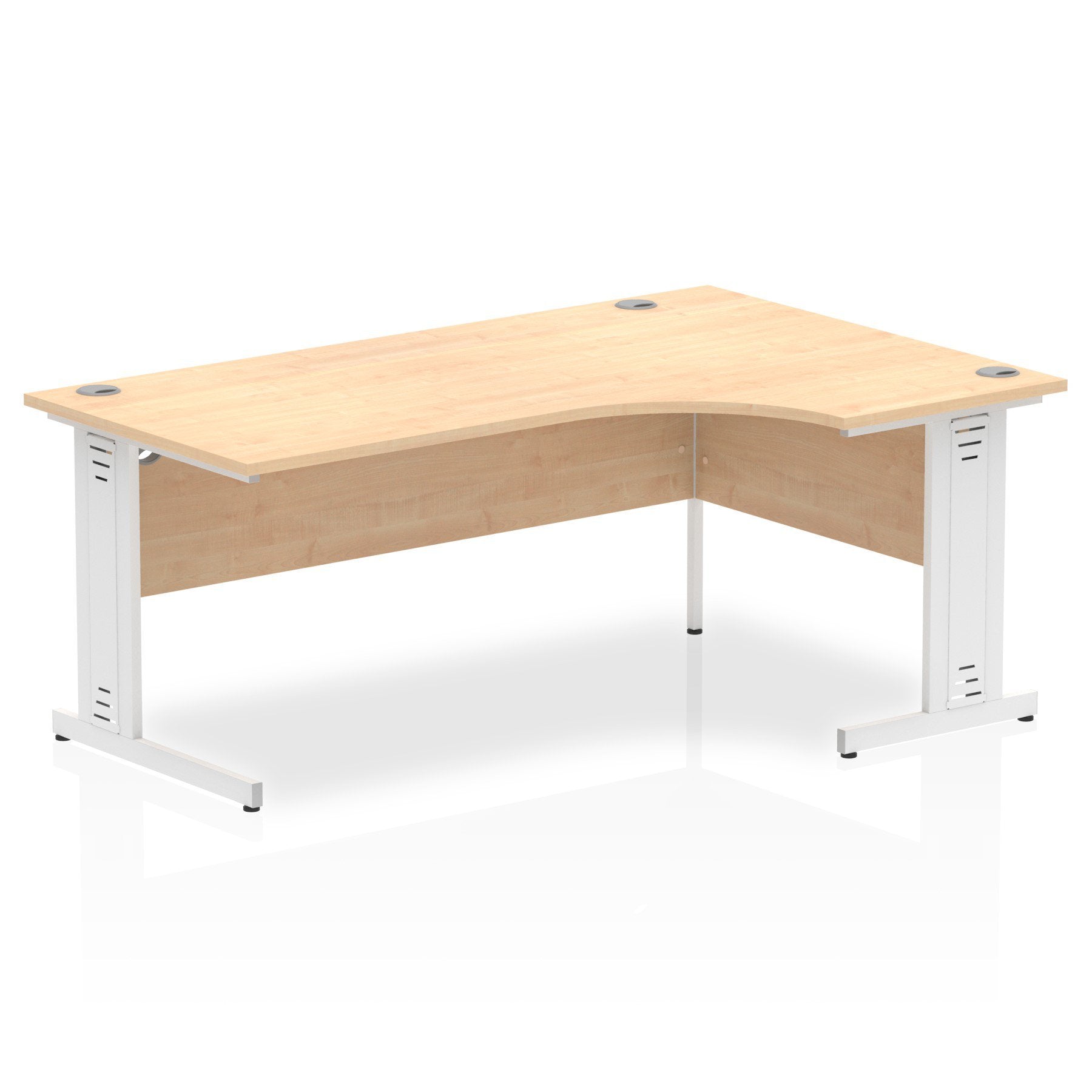 Impulse Contract Right Hand Crescent Cable Managed Leg Desk W1800 x D1200 x H730mm Maple Finish/White Frame - I002625 DD