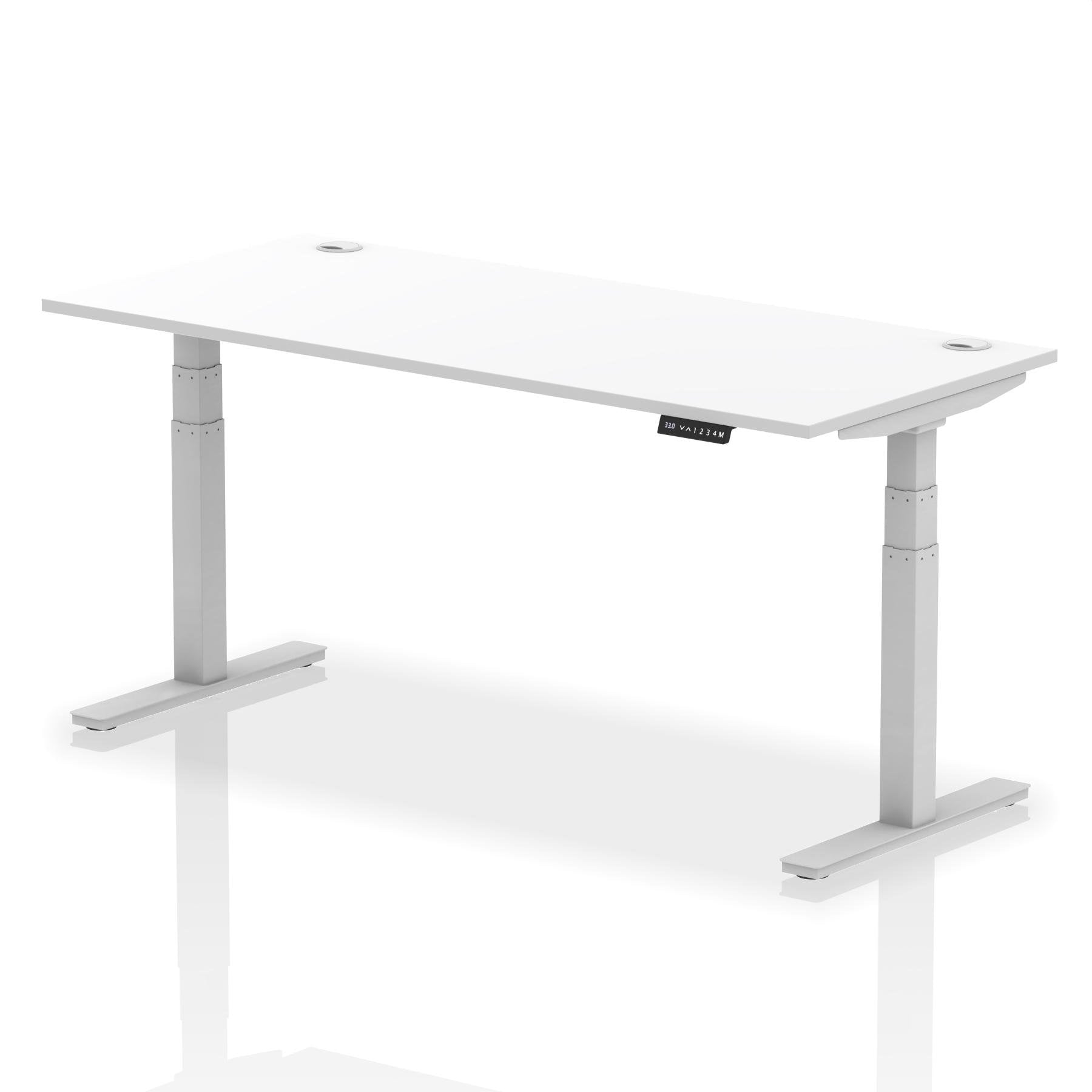 Dynamic Air 1800 x 800mm Height Adjustable Desk White Top Cable Ports Silver Leg HA01092 DD