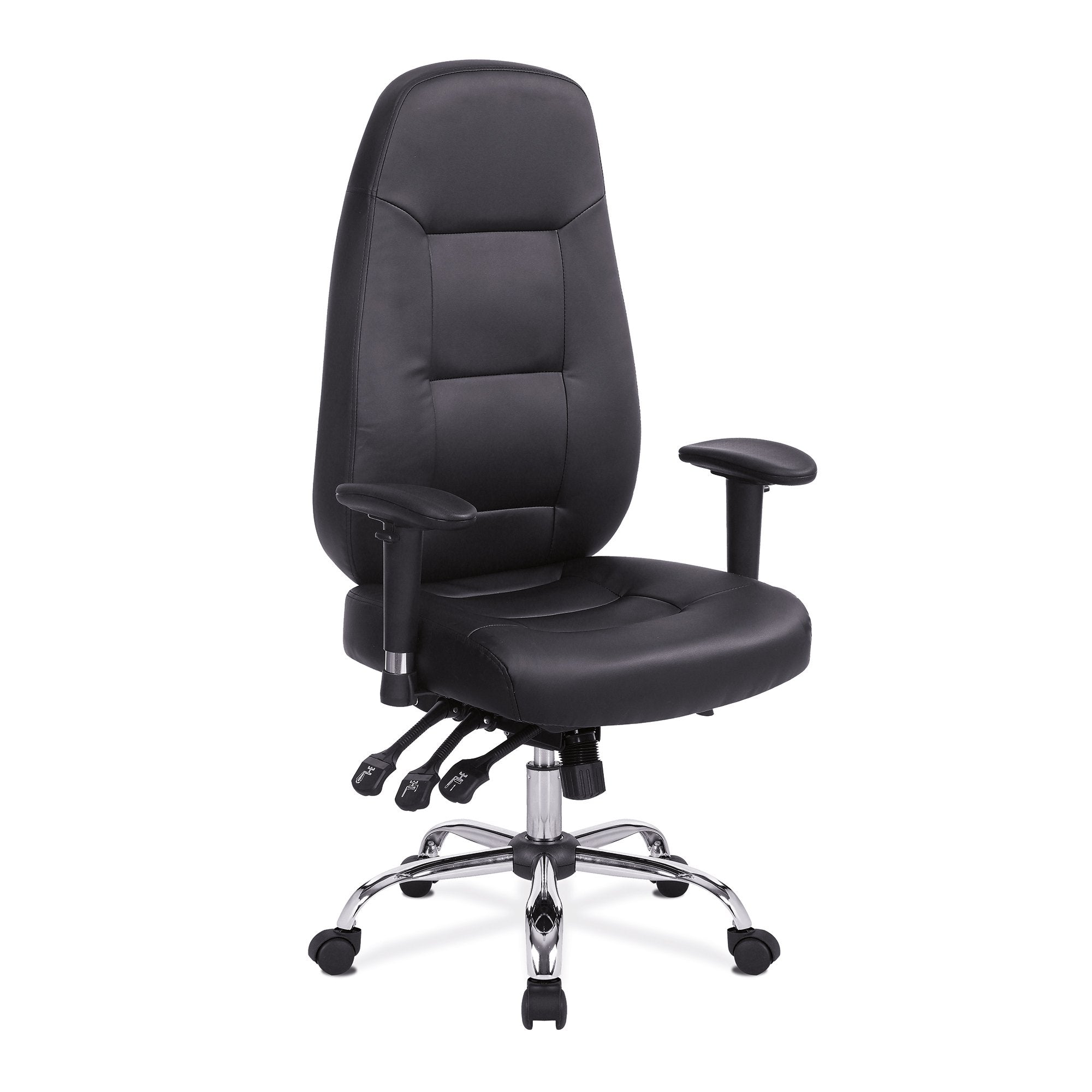 Nautilus Designs Babylon High Back Bonded Leather 24 Hour Synchronous Task Operator Office Chair With Multi-Adjustable Arms Black - BCL/R440/BK DD
