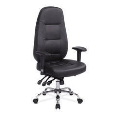 Nautilus Designs Babylon High Back Bonded Leather 24 Hour Synchronous Task Operator Office Chair With Multi-Adjustable Arms Black - BCL/R440/BK DD