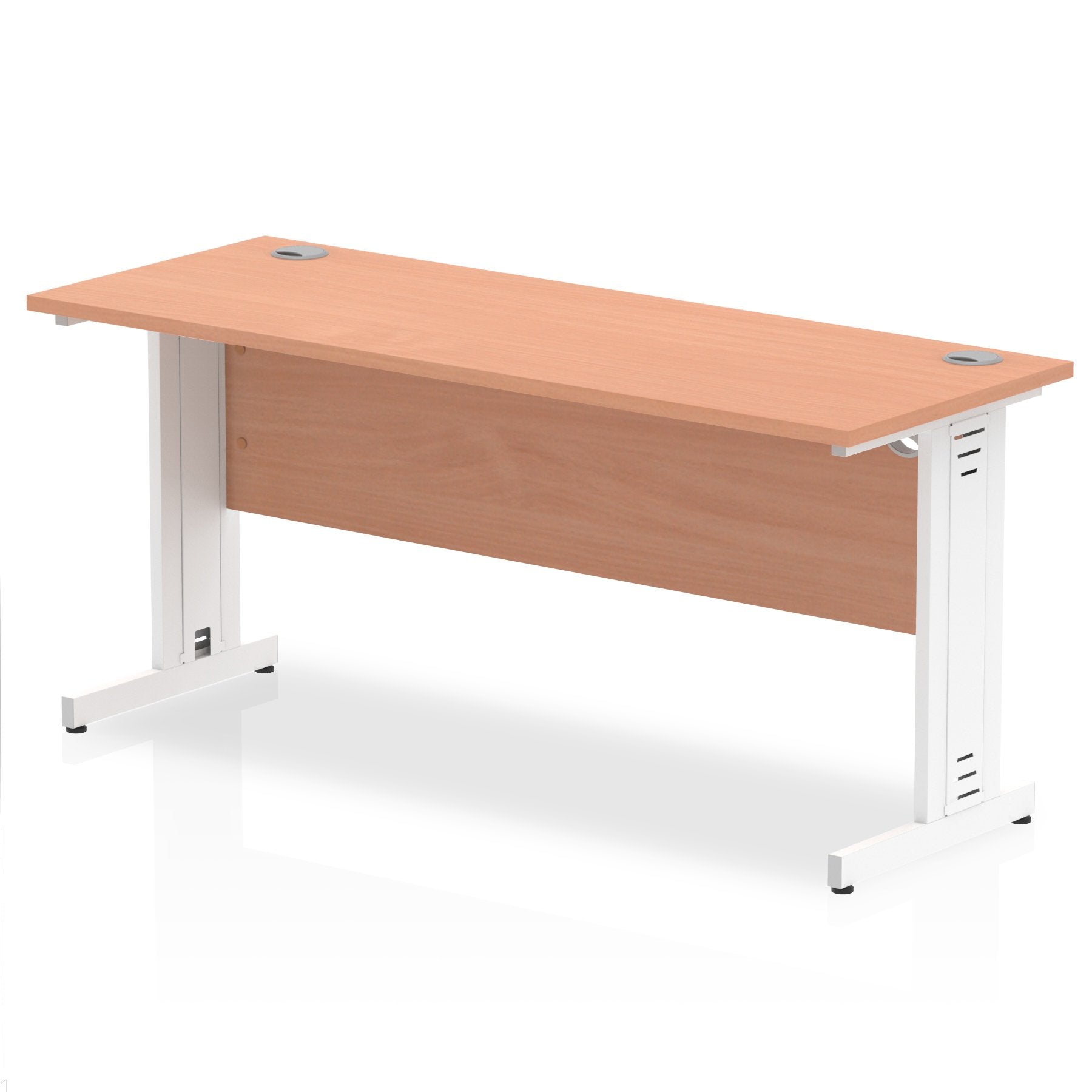 Impulse 1600 x 600mm Straight Desk Beech Top White Cable Managed Leg MI001766 DD