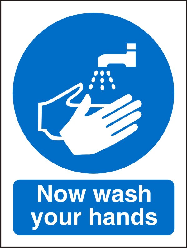 SECO Mandatory Safety Sign Now Wash Your Hands Self Adhesive Vinyl 150 x 200mm - M001SAV150X200